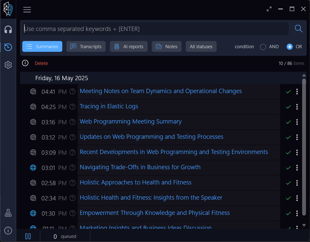 Showing app dashboard, letting user to apply complex queries via simple modern UI.